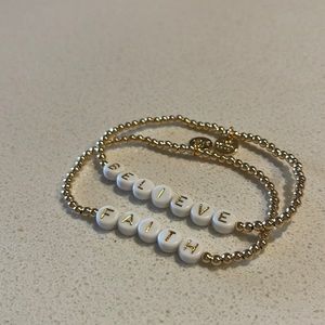 The Giving Keys Beaded Bracelets - Believe and Faith Set (Stretchy)